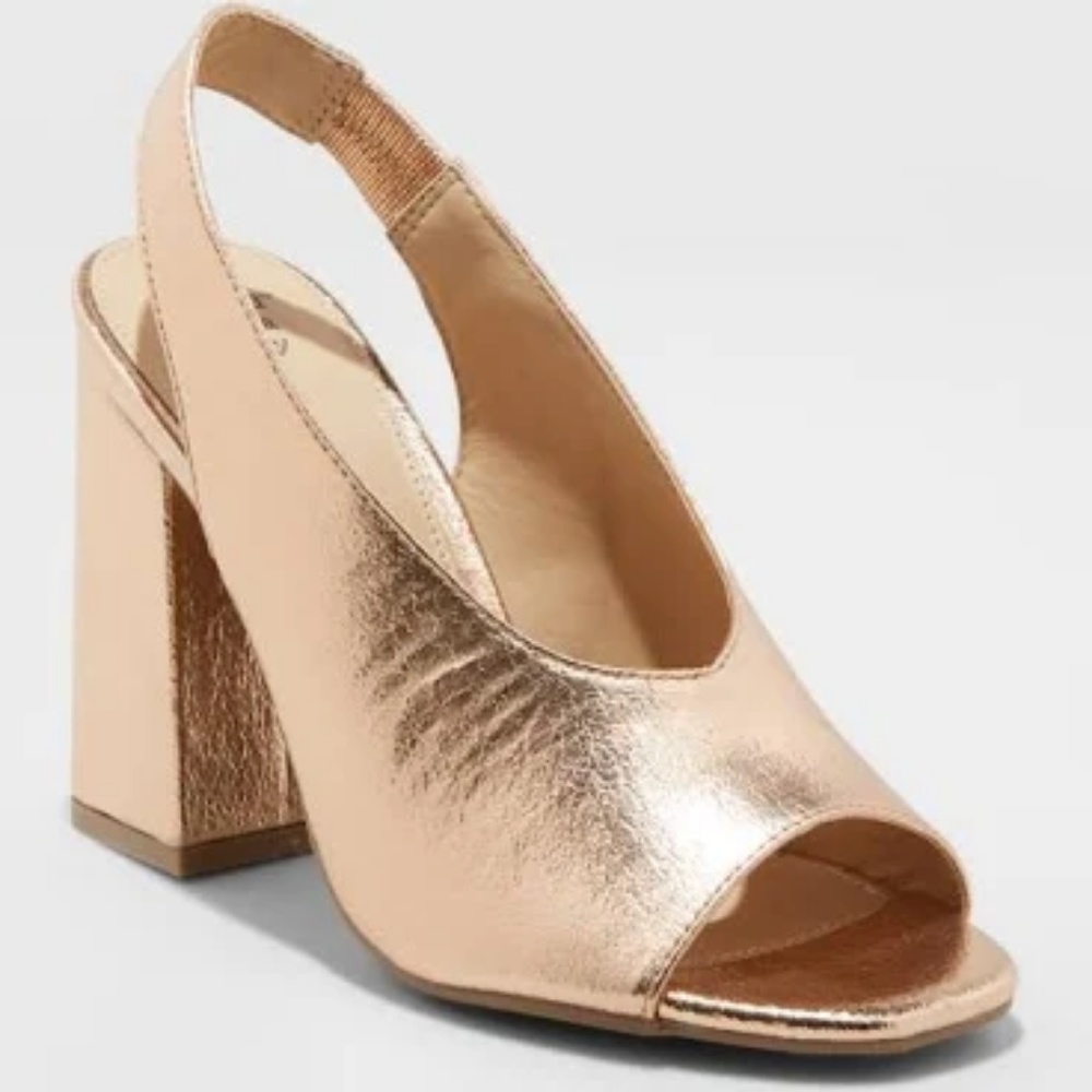 A New Day Rose Gold Valerie Square Heels